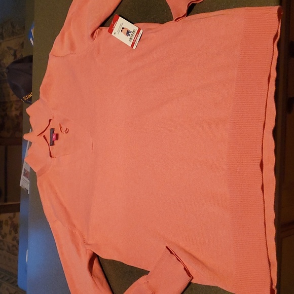 Vince Camuto Vneck Ocean Coral Collared Long Slv‎ Sz. XS Sweater - Picture 11 of 15